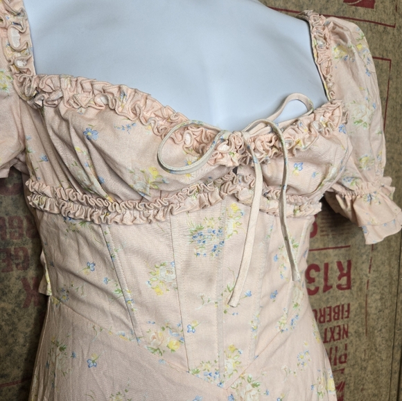 NEW Lacemade The Fairy of Pink Petals regency cottagecore floral maxi dress L - Picture 5 of 15